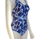 Nicole Miller women's size M aqua cheetah print one piece racerback swimsuit NWT Photo 1