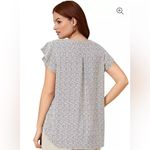 Adrianna Papell Cap Flutter Sleeve Women's Black and White Printed Top; size XL Photo 1