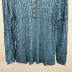 Misfay Womens Blue Ribbed Soft Long Sleeve Henley Top Size Large Photo 3