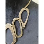 Women's Antique Gold Hammered Metal Statement Necklace With Lobster Clasp Lock Photo 3
