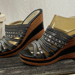 Patrizia Black & Silver Rhinestone Embellished Wedge Heel Shoes 8 41 Photo 0