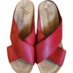 Yokono Red Leather Cross Strap Cork Platform Espadrille Wedge Sandals 6.5 resort Photo 3