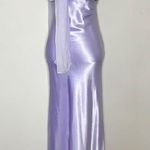 Vintage Lavender Satin Prom Dress Purple Photo 2
