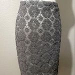 Ann Taylor Womens Sz 4P Crochet Lace Pencil Skirt Gray Sequined Photo 0
