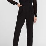 EXPRESS Black Pleated Ruffle Shoulder Long Sheer Sleeve Jumpsuit Empire Waist 00 Photo 0