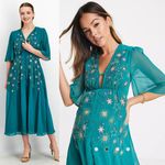 Hope & Ivy Rhea Maternity Embellished Beaded Star Midi Tea Dress Photo 1