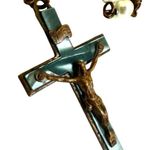 Faux pearl copper tone cross vintage rosary Photo 8