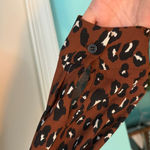 Pleione  Leopard Print Button-Down Blouse Mocha‎ Color Size S Photo 2