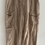 C&C California  Womens XL Tan Linen Blend Pull On Cargo Pants Pockets‎ Y2K Beach Photo 0
