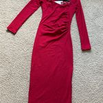 Wine Red Square Neck Midi‎ Dress with Chain Detail, US Size S/XS, Party new Photo 2
