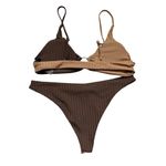 SheIn  Colorblock Textured Ring Linked Bikini Swimsuit Photo 3