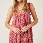 Free People  Size XL Red Floral Misty Morning Trapeze Sleep Dress Chemise Photo 0