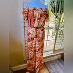 Free People  Carmen Boho Floral Orange Jumpsuit Flowy size small Photo 8