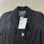 Dennis Basso Dennis Basso Black Suede Leather Button Front Jacket Coat Women's Small Photo 6