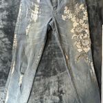 AZI Embroidered Beaded Boot Cut Blue Jeans Size 8 Photo 0