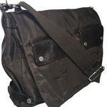 Francesco Biasia Brown Nylon Suede Trim Large Messenger Crossbody Bag Photo 0