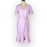 London Times Twist Front Dress Womens 6 Lavender Knee Length V-Neck Short Sleeve Photo 1