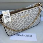 Michael Kors Bright White Crossbody Zip Pouchette Medium Bag Photo 4
