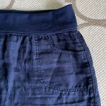 Athleta fold over waist linen navy blue front and back pockets pull on skirt Photo 2