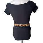 Vintage Womens Leather Wood Beaded Belt Macrame Style Boho, Sz S Photo 4