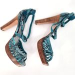 White House | Black Market Emilia Teal Snakeskin Platform Sandals Women's Size 10M Photo 8