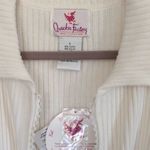 Quacker Factory Women's Ivory Short Sleeve Zip-Up Top Size L Casual Photo 3