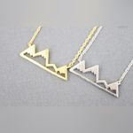 Boutique White Gold Plated Mountain Bar Pendant Necklace, 16-18”‎ Photo 8