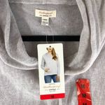 Weatherproof  Womens Sweater Thin Knit Pullover Hooded Pockets Striped Gray M Photo 2