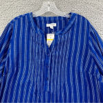 kim rogers NWT  Curvy Long Sleeve Button Down Shirt Cotton Blue Stripe Women's 1X Photo 1