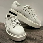 Linea Paolo Kendra White Leather Platform Sneaker 7.5 casual elegant chic sporty Photo 1