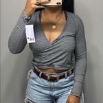 Jolt NWT Boho Stripe V Neck Crop Top SZ L Photo 0