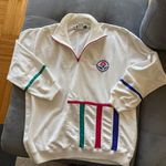 Vintage 80s 90s Flowers Blast Zipper Sweatshirt White Size M Photo 0