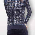Ann Taylor  Women's Sequin Houndstooth Wool Navy Blue Sweater size XS‎ Photo 0