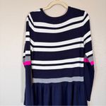 Eliza J  Blue White Pink Striped Sweater Dress Womens L Mini Long Sleeve Fall Photo 1