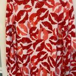Lip Print Long Sleeved Top With Matching Earrings Red Photo 0