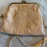 Jessica Simpson  Crossbody Bag Purse foldover kisslock Beige croc embossed Photo 10