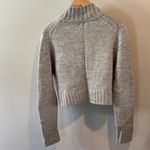 American Eagle XL Y2K Light Gray Cropped Wool-Blend Chunky Cardigan Sweater Photo 8