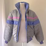 Vintage ‘80s Skyr Gray, Purple & Pink Full Zip Insulated Puffer Ski Jacket Gray Size M Photo 2