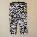 Ralph Lauren Vintage Lauren Women's Sz 12 Floral Casual Stretch Capri Pants Navy Photo 2