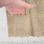 Coldwater Creek 90s Vintage Tan Eyelet Lightweight Western Boho Leather Jacket Size Large Petite Photo 6