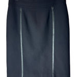 Burberry  Skirt Women 12 Black Leather Trim Straight Pencil‎ Designer Luxury Photo 0