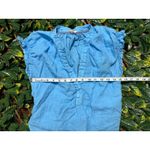 Anthropologie  Pilcro Blue Cap Sleeve 100% Linen Blouse Size Small Photo 4