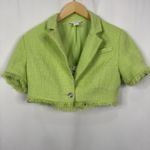 House of Harlow 1960 Green Tweed Cropped Blazer Fringe 2 Piece Size XS Flawed! Photo 4