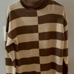 Boohoo  Chocolate and Cream Striped Turtleneck Sweater Photo 0