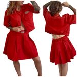 Dickies Vintage Red Retro Pleated Skirt Crop Jacket Set 80s 90s Adult S/M Jr XXL Photo 1