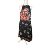 Loft Ann Taylor  Black Sunset Paisley Halter Dress Large Petite Boho Beach Y2K Photo 4