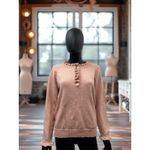 BTFBM Ruffle Henley Sweater 50% Viscose Pink Knit Pullover Top Size S Photo 2