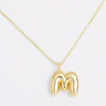 Bubble Letter “M” Necklace Gold Photo 0