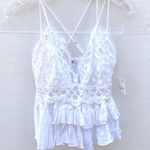 Free People NWT Womens XS white Adella lace crotchet cross strap cami top Photo 2