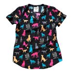 Cherokee  Prints Women Medical Scrubs Top V-Neck Dog Lover top XS Photo 2